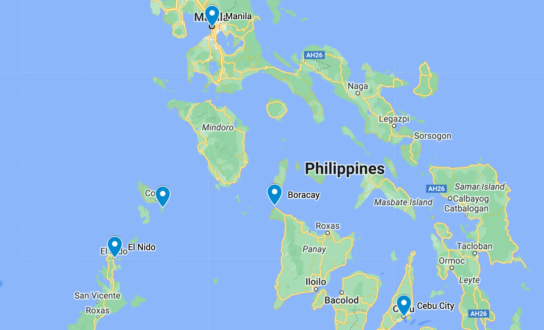 Map of Philippines destinations